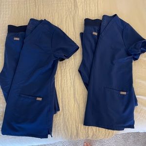 FIGS Scrubs 2 sets XS Casma Tops Small Kade Cargo Bottoms- LIMITED Electric Blue